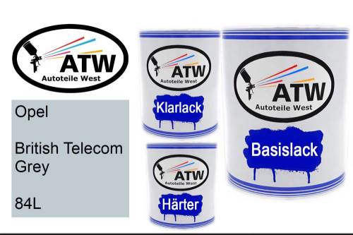 Opel, British Telecom Grey, 84L: 1L Lackdose + 1L Klarlack + 500ml Härter - Set, von ATW Autoteile West.